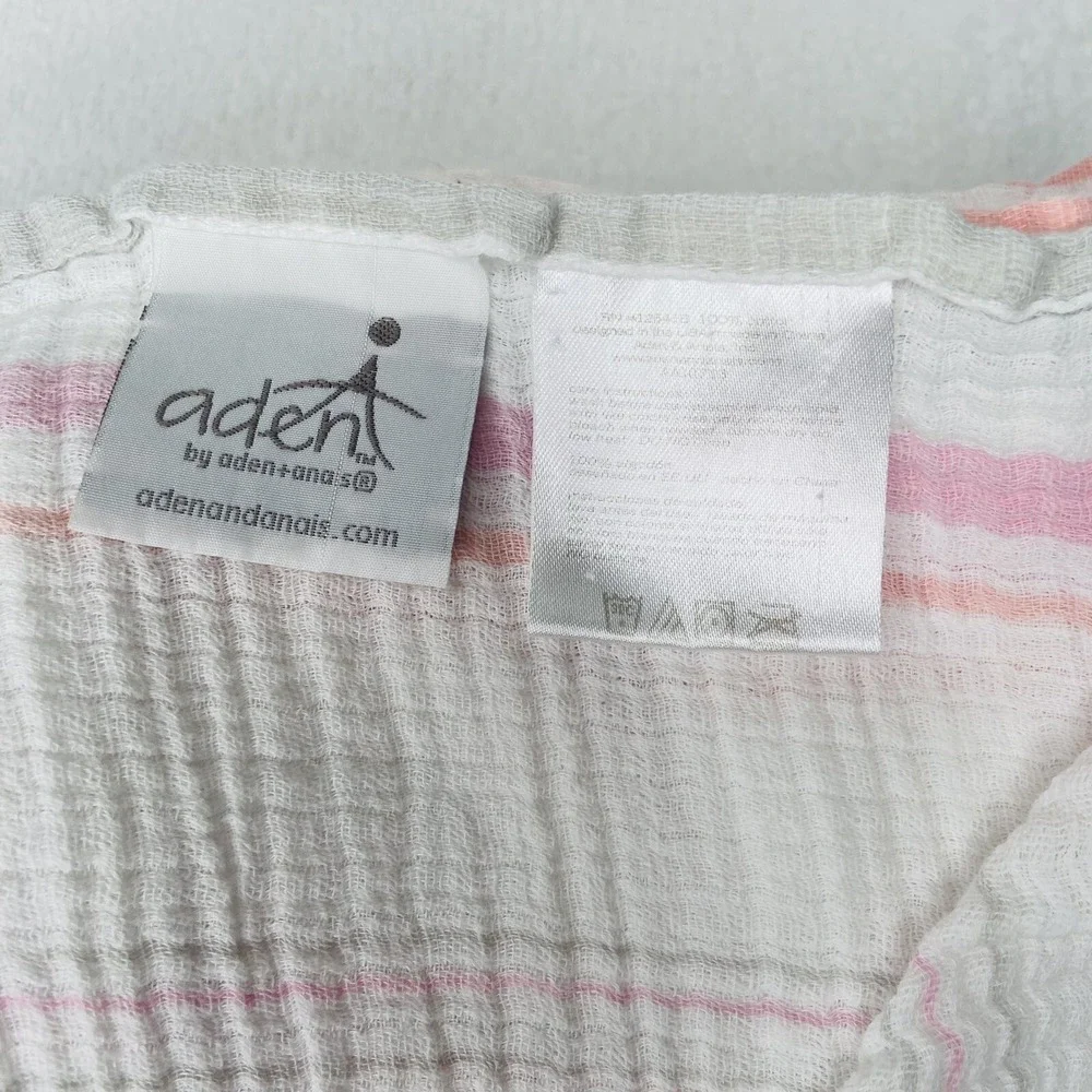 Aden + Anais Baby Blanket Pink Gray Stripe Muslin Cotton Swaddle Security Lovey